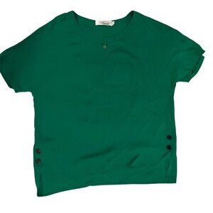 Beinidi Green Short Sleeve Satin/Silk material Side Button Detail